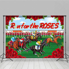 Aperturee - Aperturee Run for the Roses Horse Racing Backdrop Kentucky Derby Action and Floral Rose Frame Background