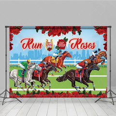 Aperturee - Aperturee Run for the Roses Kentucky Derby Backdrop Horse Racing Track and City Skyline Party Background