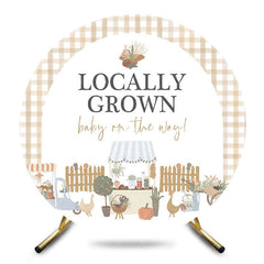 Aperturee - Aperturee Rural Locally Grown Plaid Round Baby Shower Backdrop