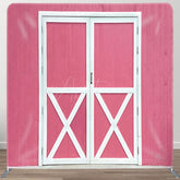 Aperturee - Aperturee Rural Retro Pink Barn Door Square Tension Backdrop