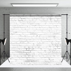 Aperturee - Aperturee Rural White Brick Wall Wooden Stake Room Set Backdrop