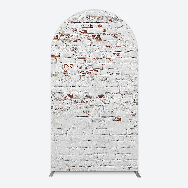 Aperturee - Aperturee Rural White Reddish Retro Brick Wall Arch Backdrop
