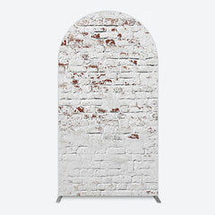 Aperturee - Aperturee Rural White Reddish Retro Brick Wall Arch Backdrop