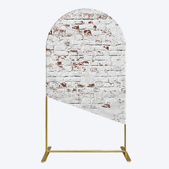 Aperturee - Aperturee Rural White Reddish Retro Brick Wall Arch Backdrop