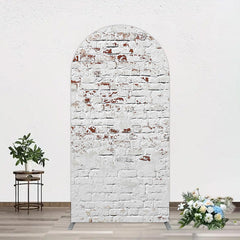 Aperturee - Aperturee Rural White Reddish Retro Brick Wall Arch Backdrop