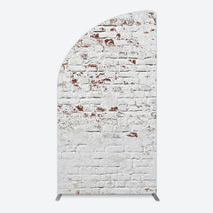 Aperturee - Aperturee Rural White Reddish Retro Brick Wall Half Moon Arch Backdrop