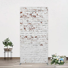 Aperturee - Aperturee Rural White Reddish Retro Brick Wall Rectangle Backdrop