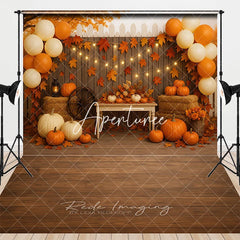 Aperturee - Aperturee Rustic Autumn Fall Pumpkins Hay Bales Combo Set Backdrop Festive Thanksgiving Harvest Party Decor
