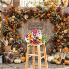Aperturee - Aperturee Rustic Autumn Leaves and Pumpkins Photography Backdrop Fall Finds and Autumn Vibes Wood Wall Decor
