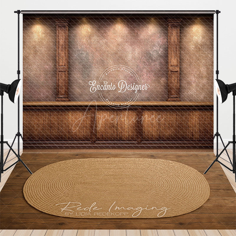 Aperturee - Aperturee Rustic Bar Interior with Textured Wall Combo Set Backdrop for Professional Studio and Portrait Photography