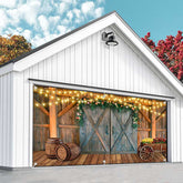 Aperturee - Aperturee Rustic Barn Western Cowboy Floral Garage Door Banner