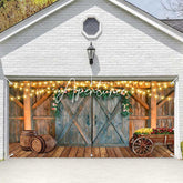 Aperturee - Aperturee Rustic Barn Western Cowboy Floral Garage Door Banner