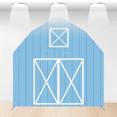 Aperturee Aperturee Rustic Blue Barn Door Arch Party Decor Backdrop