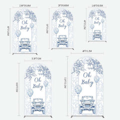 Aperturee Aperturee Rustic Blue Floral Truck Baby Shower Arch Backdrop