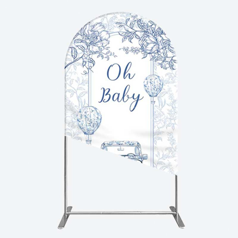 Aperturee Aperturee Rustic Blue Floral Truck Baby Shower Arch Backdrop