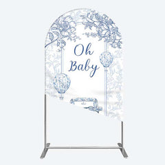 Aperturee Aperturee Rustic Blue Floral Truck Baby Shower Arch Backdrop