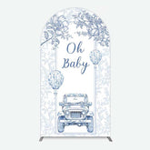 Aperturee Aperturee Rustic Blue Floral Truck Baby Shower Arch Backdrop