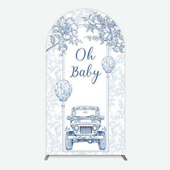 Aperturee Aperturee Rustic Blue Floral Truck Baby Shower Arch Backdrop
