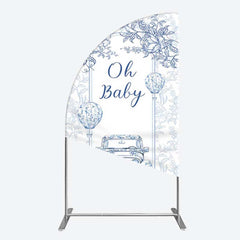 Aperturee Aperturee Rustic Blue Floral Truck Baby Shower Half Moon Arch Backdrop
