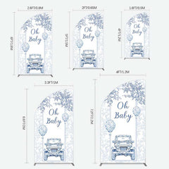 Aperturee Aperturee Rustic Blue Floral Truck Baby Shower Half Moon Arch Backdrop