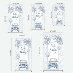 Aperturee Aperturee Rustic Blue Floral Truck Baby Shower Rectangle Backdrop