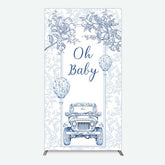 Aperturee Aperturee Rustic Blue Floral Truck Baby Shower Rectangle Backdrop