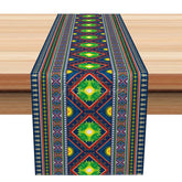 Aperturee - Aperturee Rustic Bohemian Table Runner with Ethnic Pattern for Farmhouse and Tribal Inspired Dining Table