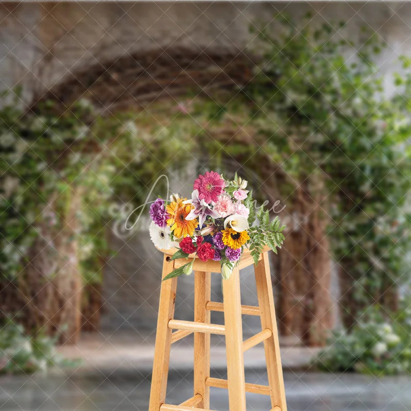 Aperturee - Aperturee Rustic Branch Arch Photography Backdrop Natural Greenery and Twigs Fine Art Maternity Photo Background