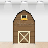 Aperturee - Aperturee Rustic Brown Farm House Barn Door Arch Backdrop Decor