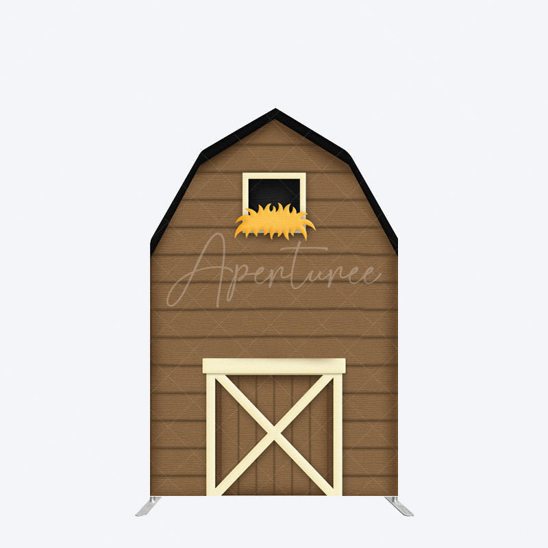 Aperturee - Aperturee Rustic Brown Farm House Barn Door Arch Backdrop Decor