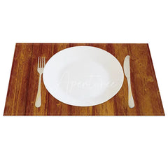 Aperturee - Aperturee Rustic Brown Faux Wooden Texture Set of 4 Placemats for Farmhouse Cabin and Country Style Decor