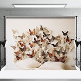 Aperturee Aperturee Rustic Butterfly Headboard Photography Backdrop Earth Tone 3D Butterflies on Wall Boho Bedroom Studio Photo Prop