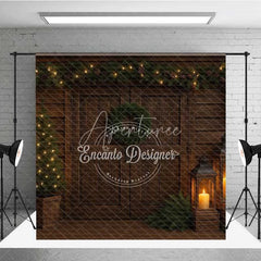 Aperturee - Aperturee Rustic Christmas Cabin Room Set Backdrop Wood Walls with Rocking Horse and Snowy Window Holiday Photo Studio