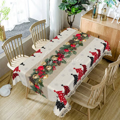 Aperturee - Aperturee Rustic Christmas Tree Rectangle Tablecloth with Red Plaid Burlap Runner Style Farmhouse Holiday Dining Decor