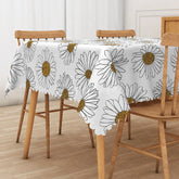 Aperturee - Aperturee Rustic Daisy Tablecloth with Yellow and White Flowers for Farmhouse Kitchen and Spring Country Decor