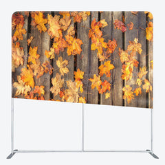 Aperturee - Aperturee Rustic Fall Maple Leaves Double-Sided Tension Fabric Backdrop for Thanksgiving Party Autumn Photo Booth