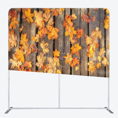Aperturee - Aperturee Rustic Fall Maple Leaves Double-Sided Tension Fabric Backdrop for Thanksgiving Party Autumn Photo Booth