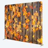 Aperturee - Aperturee Rustic Fall Maple Leaves Double-Sided Tension Fabric Backdrop for Thanksgiving Party Autumn Photo Booth