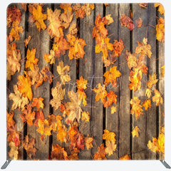 Aperturee - Aperturee Rustic Fall Maple Leaves Double-Sided Tension Fabric Backdrop for Thanksgiving Party Autumn Photo Booth