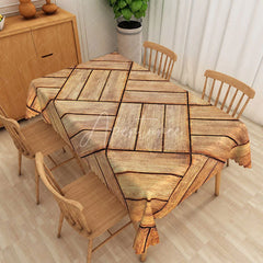 Aperturee - Aperturee Rustic Farmhouse Tablecloth with Brown Wood Grain Stripe Pattern for Cabin and Country Style Kitchen Decor