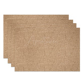 Aperturee - Aperturee Rustic Faux Linen Placemats Set of 4 Vintage Brown Burlap Texture for Farmhouse Kitchen Table Decor