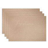 Aperturee - Aperturee Rustic Faux Woven Placemats Set of 4 Vintage Brown Rattan Texture for Farmhouse and Boho Dining