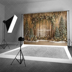 Aperturee - Aperturee Rustic Forest Light Backdrop Gold Sparkle Wood Arch Tree Photography Background