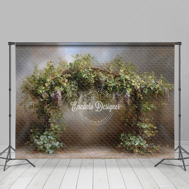 Aperturee - Aperturee Rustic Grapevine Arch Photography Backdrop Italian Vineyard and Tuscan Theme Winery Wedding Photo Background