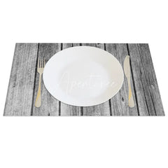 Aperturee - Aperturee Rustic Gray Faux Wooden Texture Set of 4 Placemats for Modern Farmhouse and Coastal Dining Decor