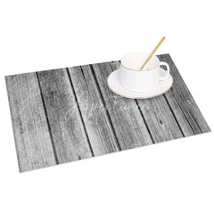 Aperturee - Aperturee Rustic Gray Faux Wooden Texture Set of 4 Placemats for Modern Farmhouse and Coastal Dining Decor