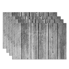 Aperturee - Aperturee Rustic Gray Faux Wooden Texture Set of 4 Placemats for Modern Farmhouse and Coastal Dining Decor