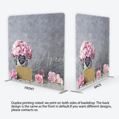 Aperturee - Aperturee Rustic Gray Happy Mother’s Day Square Double-Sided Backdrop Pink Carnations and Distressed Wood Floor