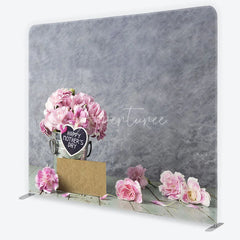Aperturee - Aperturee Rustic Gray Happy Mother’s Day Square Double-Sided Backdrop Pink Carnations and Distressed Wood Floor