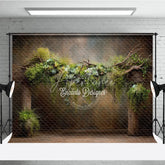 Aperturee - Aperturee Rustic Greenery Photography Backdrop Wooden Arch with Succulents Fine Art Maternity Photo Background